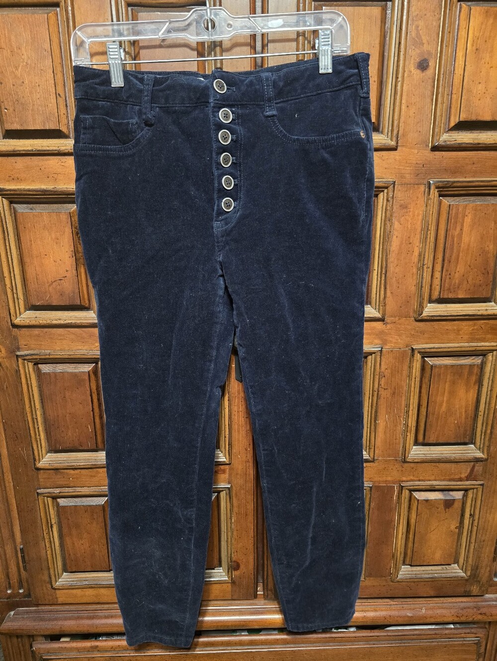 Pilcro Women’s High-Rise Skinny Corduroy Pants Blue Button Fly Stretch Sz 30